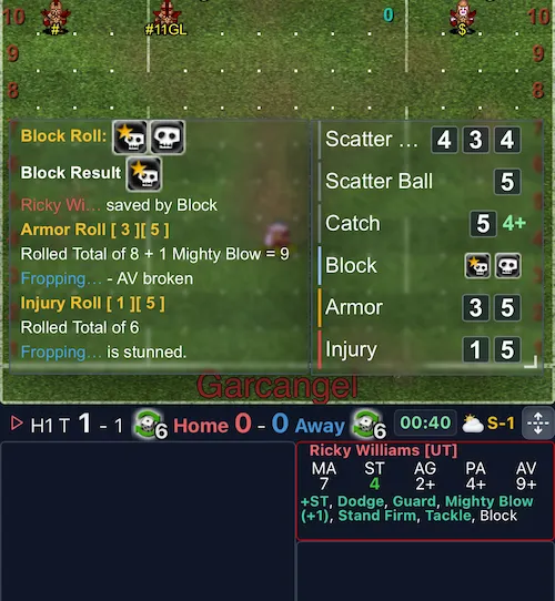 Popped-out log and dice feed example