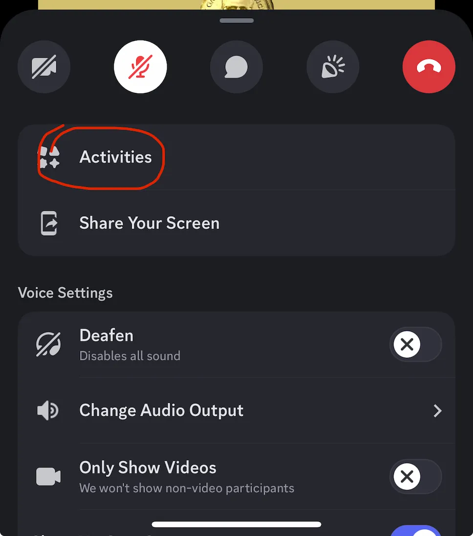 Voice channel Activities button example